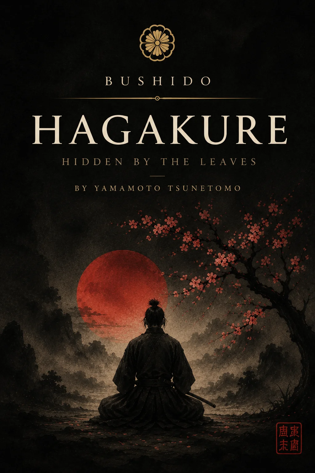 Cover of Hagakure — a samurai illustration in muted ink tones